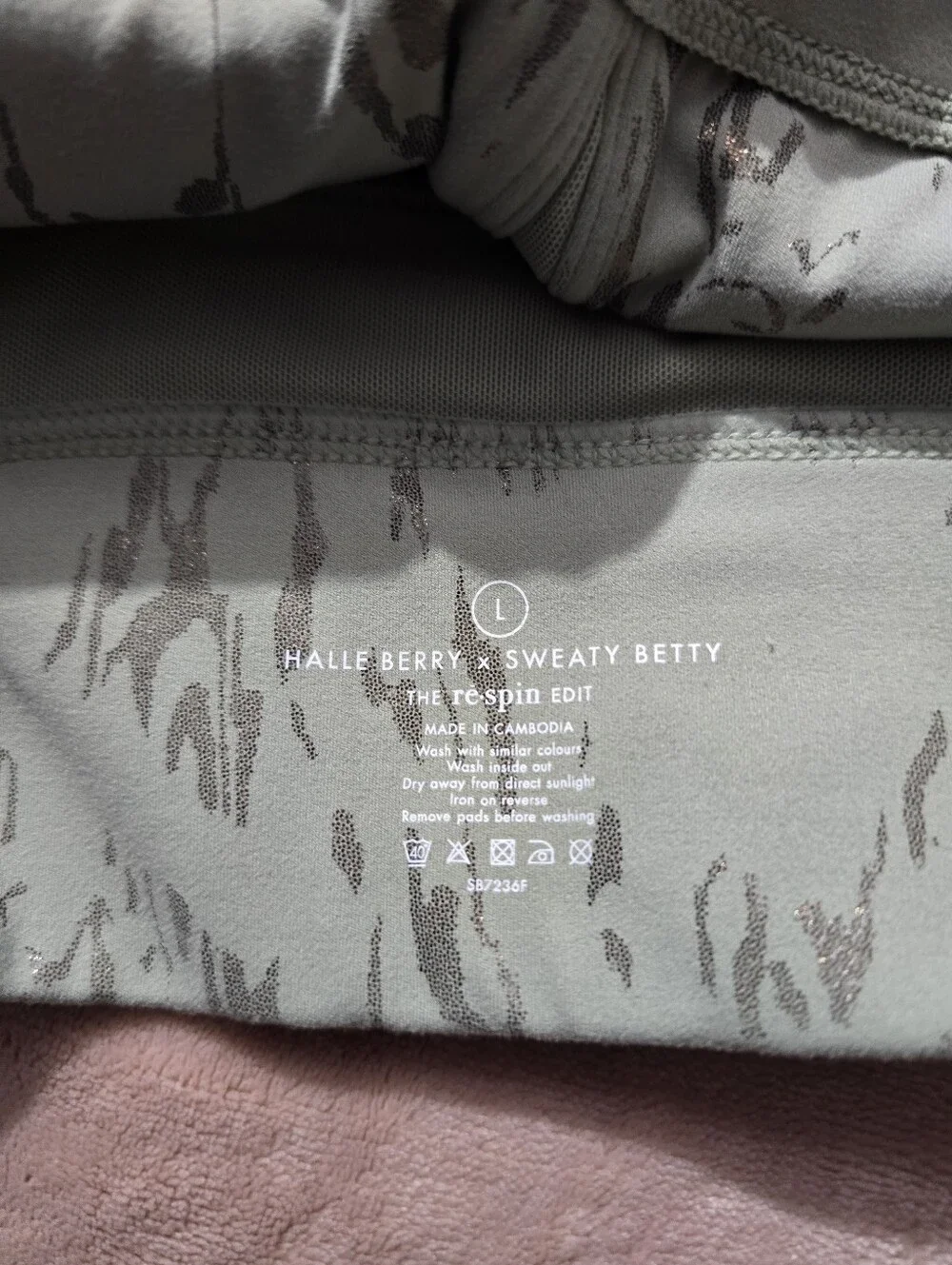 Sweaty Betty Olive Green & Metallic Bronze High-Neck Mesh Inset Sports Bra